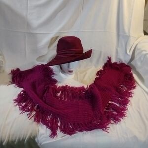 Jennifer Lopez Rich Burgundy Hat and Scarf Set